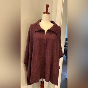 a new day Sweater Poncho - Deep Burgundy